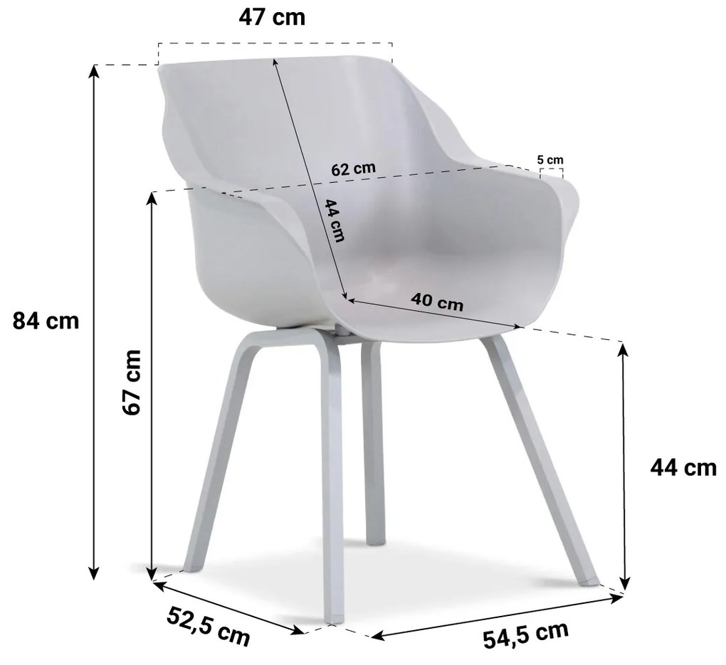 Tuinstoel Kunststof Grijs-antraciet Hartman Sophie Element  misty grey - met gratis kussen