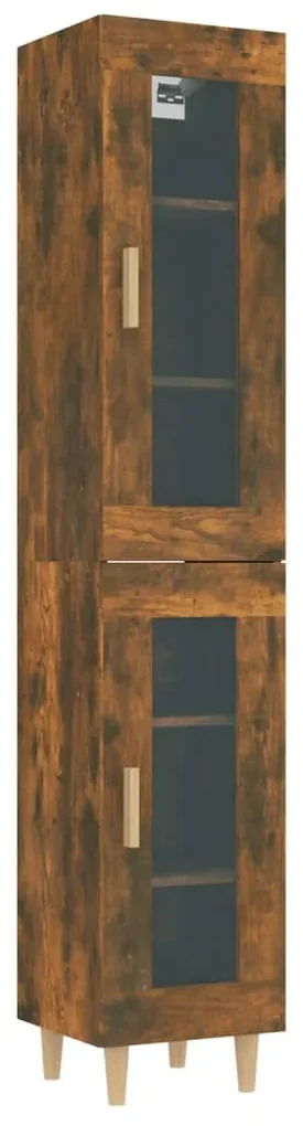 vidaXL Hoge kast 34,5x34x180 cm bewerkt hout gerookt eikenkleurig