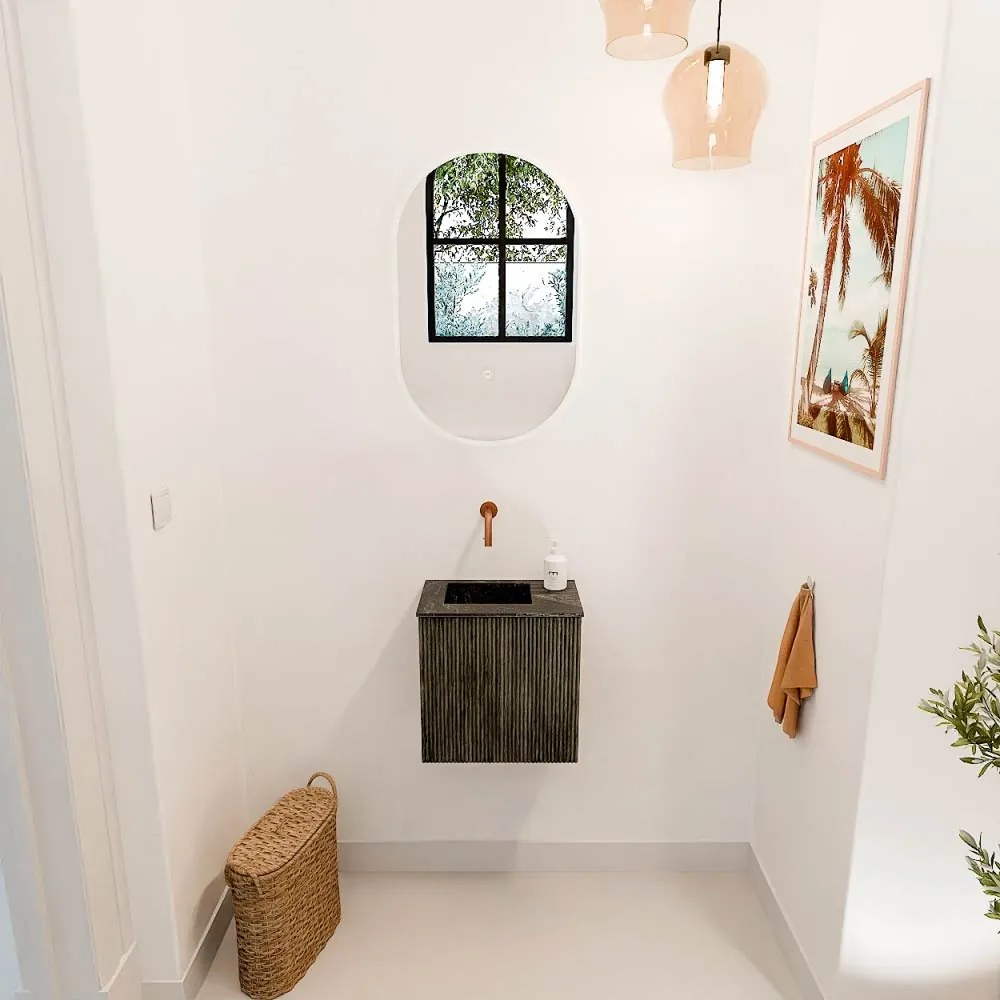 Mondiaz Joya DLux 40cm toiletmeubel shadow met wastafel faye links zonder kraangat lava