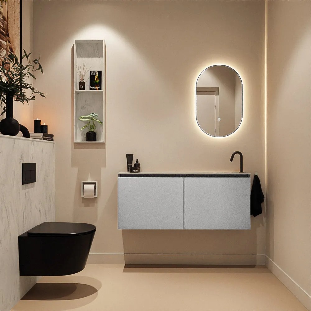 Mondiaz Ture DLux toiletmeubel 120cm plata met wastafel opalo rechts met kraangat