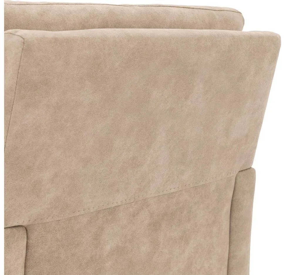 Goossens Eetkamerstoel Leen beige microvezel met armleuning en met wielen, stijlvol landelijk