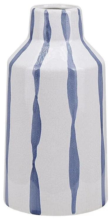 Bloemenvaas keramiek wit/blauw 22 cm ASSUS Beliani