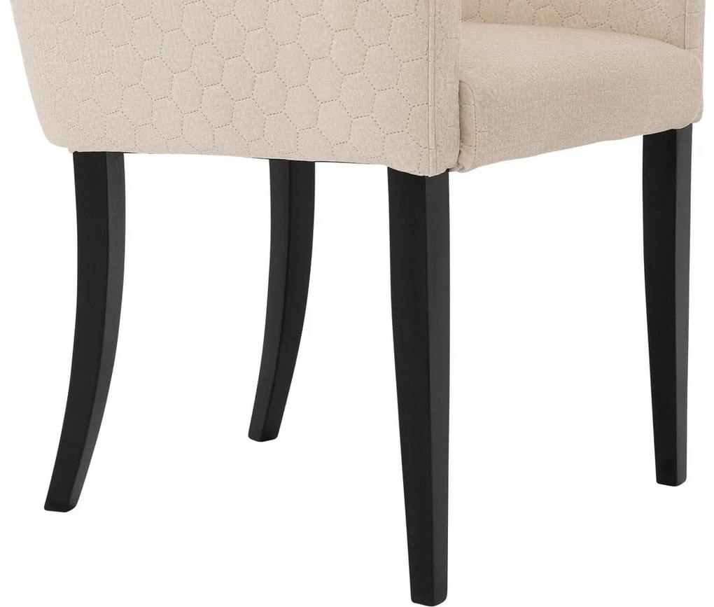 Goossens Eetkamerstoel Peda beige stof met armleuning, elegant chic
