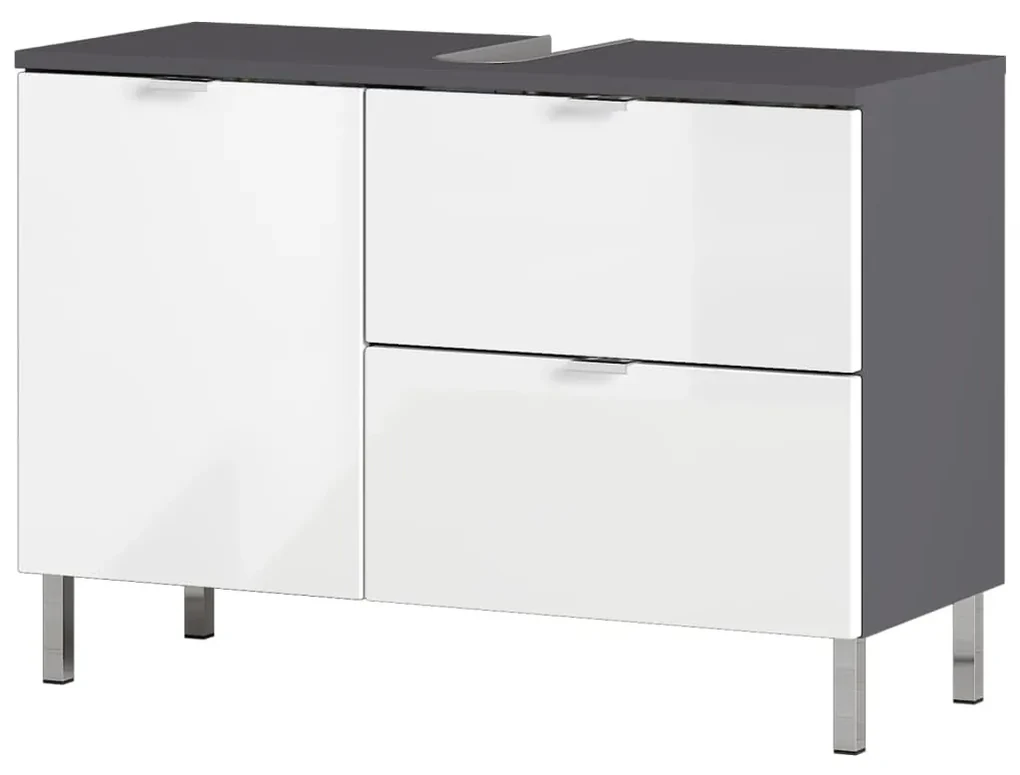 Sapho Wave - Wastafelkast 900x450x480 cm, links, 2 laden, wit/eiken