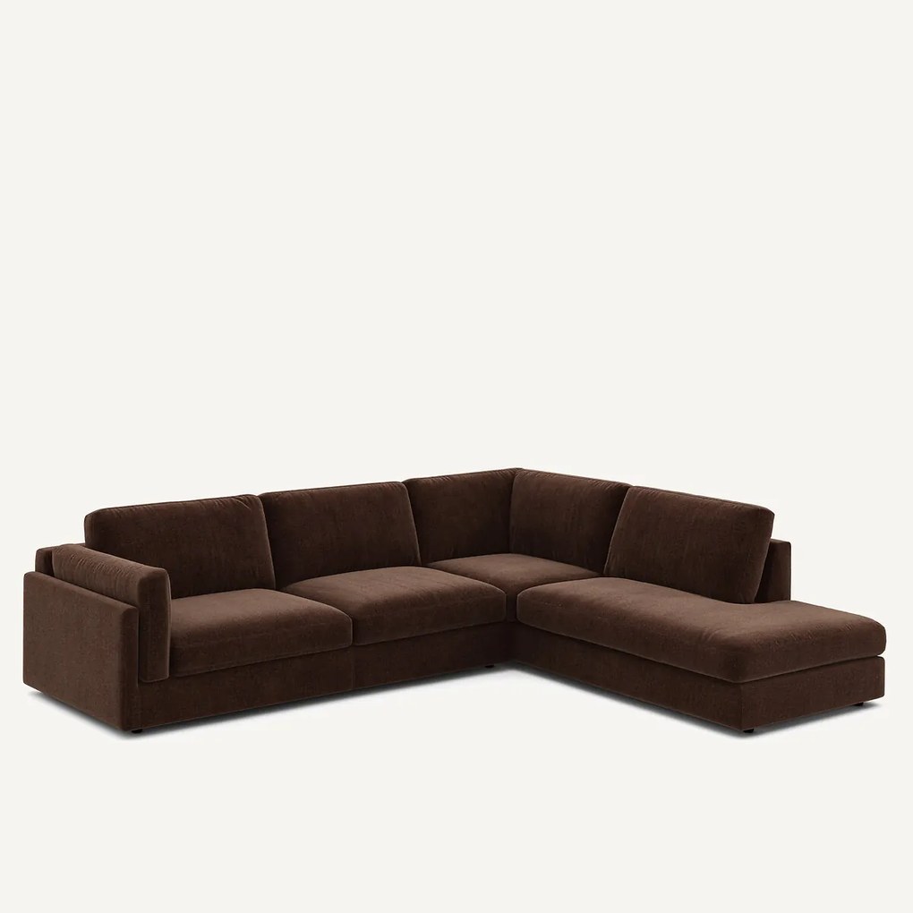 Omvormbare hoekbank, chenille fluweel, CÉSAR