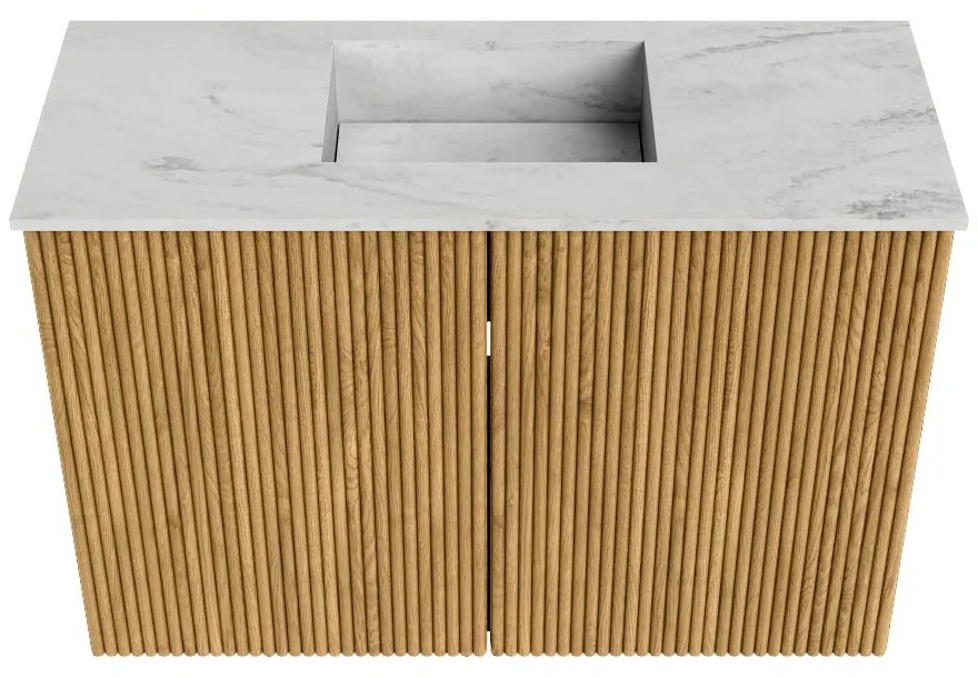 Mondiaz Joya DLux 60cm toiletmeubel oak met wastafel faye midden zonder kraangat opalo