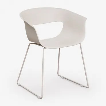 Pack Van 2 Tuinstoelen Met Armleuningen Van Polypropyleen En Staal Alanys Steen Wit - Sklum