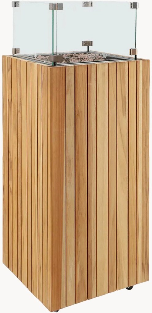 Mobiele outdoor haard Cosipillar Square van teakhout