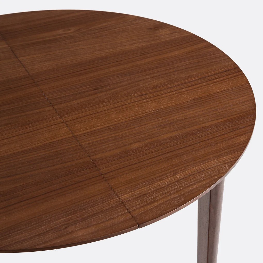 Uitschuifbare eettafel, walnootfineer, 4 tot 8 couverts, Tioga