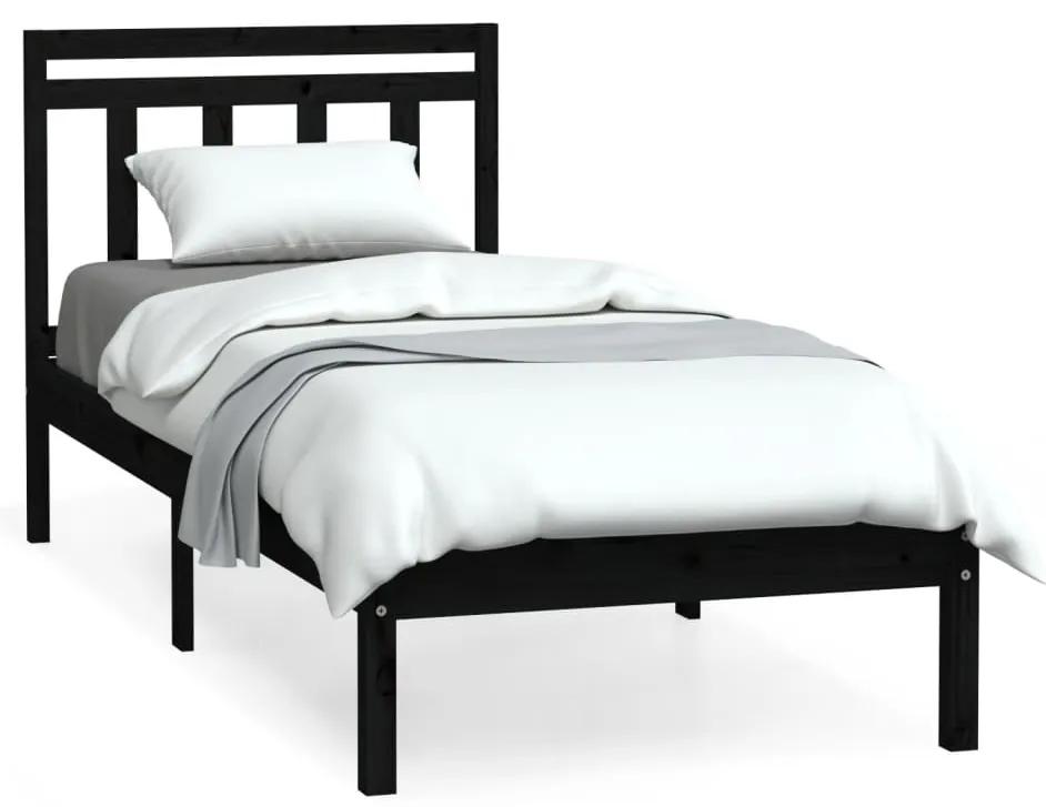 vidaXL Bedframe massief hout zwart 90x190 cm 3FT single