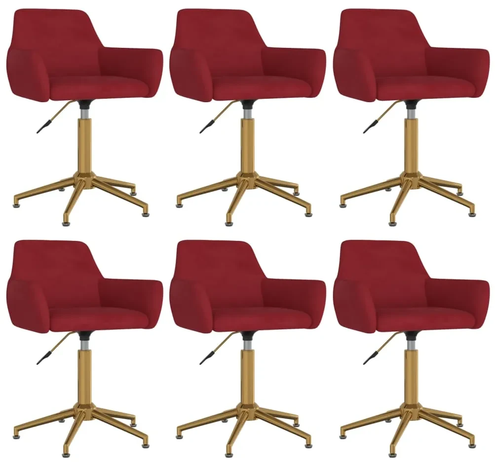 vidaXL Eetkamerstoelen draaibaar 6 st fluweel wijnrood