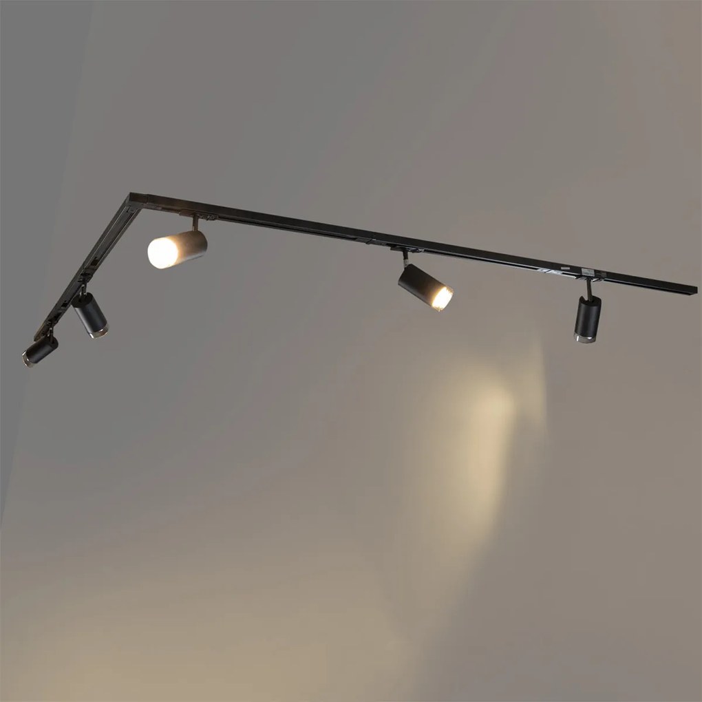 Modern railsysteem met 5 spots zwart met smoke 1-fase - Iconic Jeana