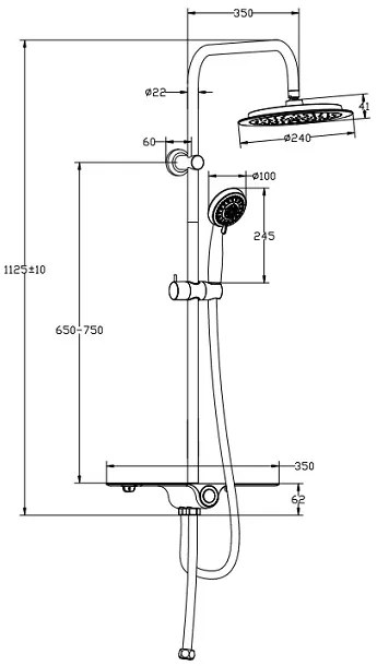 Schutte Aquastar douchesysteem chroom/antraciet