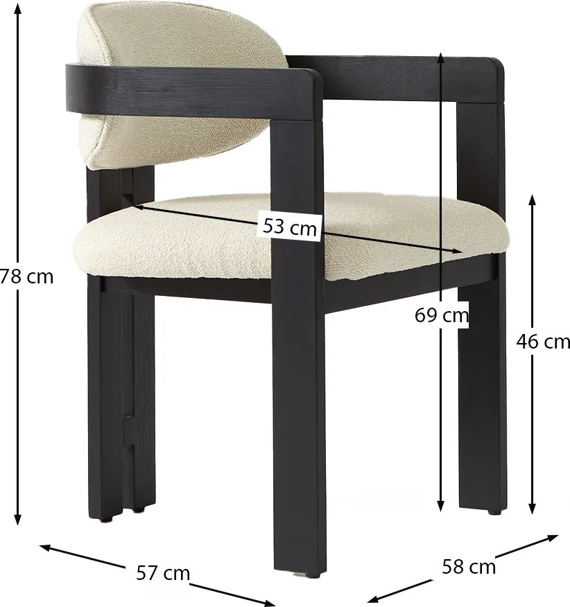 Eetkamerstoel Zwart Hout Met Armleuning