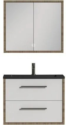 Tiger Boston badmeubel met spiegelkast en zwarte wastafel 80cm chalet eiken