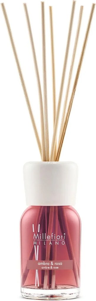 Millefiori Milano diffuser met geurstokjes 150 ml - Ambra &amp; Rosa