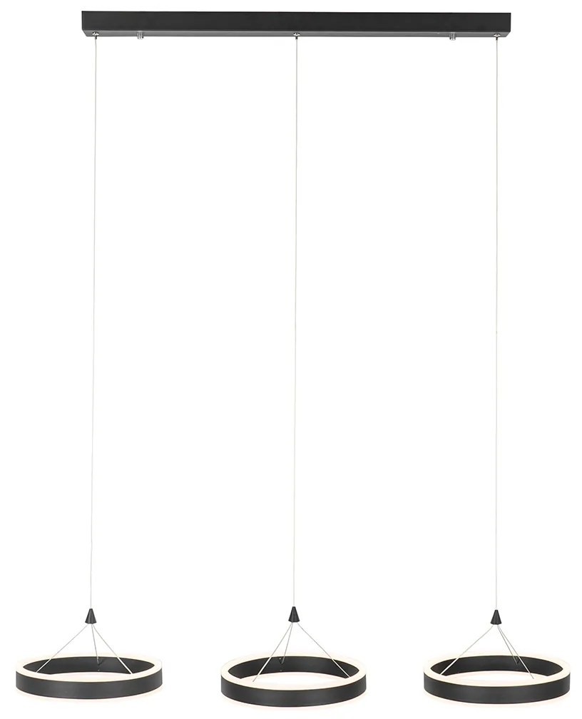 Hanglamp zwart langwerpig incl. LED 3-staps dimbaar 3-lichts - Lyani