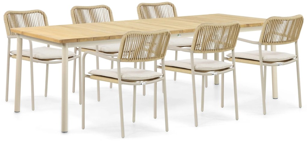 Tuinset 6 personen 240 cm Aluminium/Rope Taupe Coco Penya/Milou