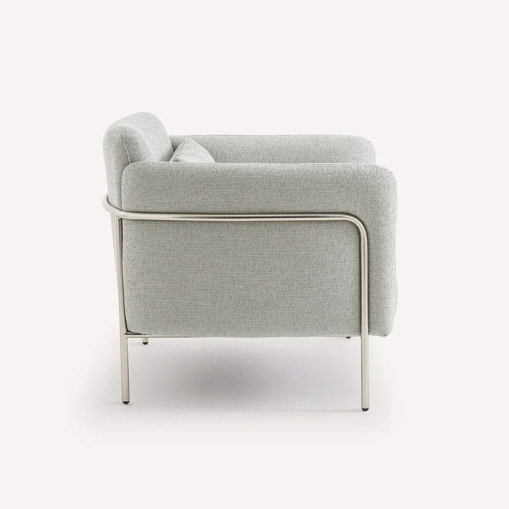 Fauteuil in geextureerde stof en satijn nikkel, Alistair