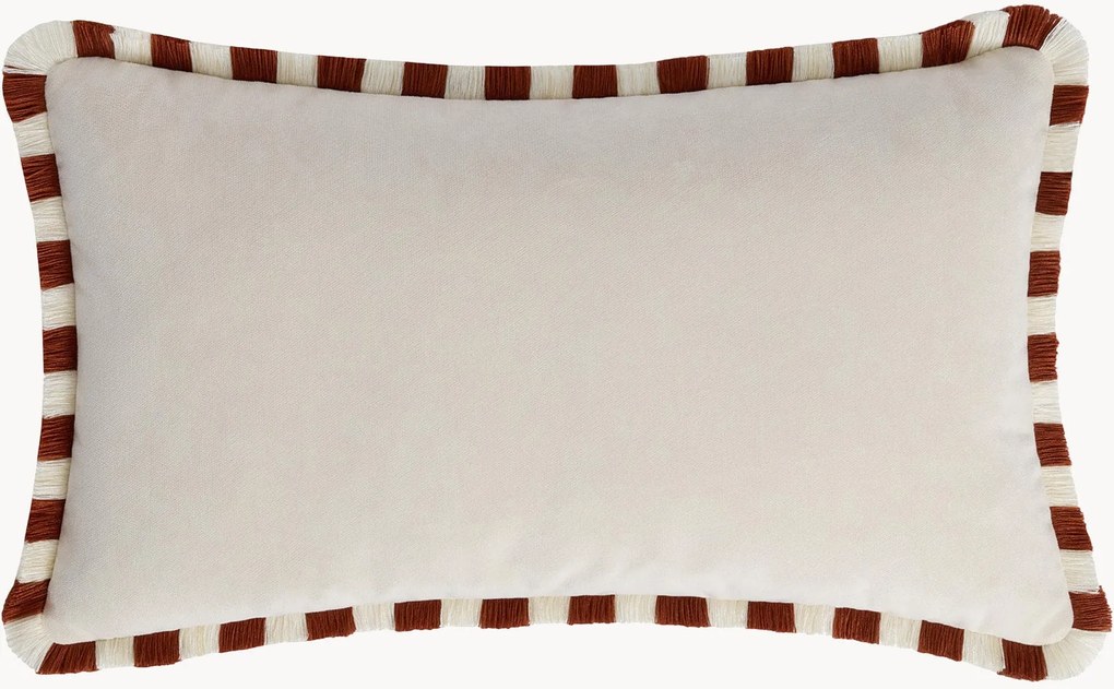 Handgemaakt fluwelen kussen Happy Pillow met franjes