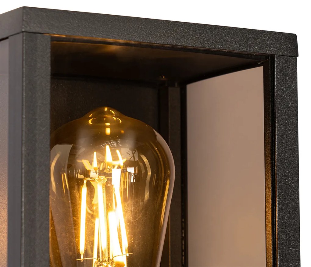 Buiten wandlamp zwart met smoke glas 26 cm IP44 - Charlois Modern E27 IP44 Buitenverlichting