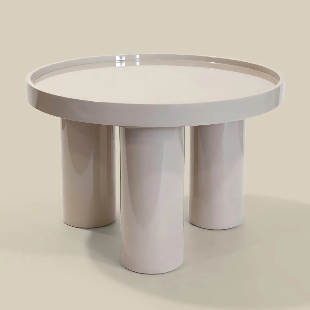 Hoogglans Beige Salontafel 60 Cm - 60 X 60cm.