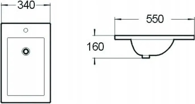 Mexen Alir inbouw wastafel 34 x 55 cm, wit - 25503400