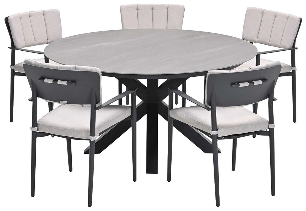 Garden Impressions Dane tuinset 6-delig - Duuk tuintafel Ø150 cm