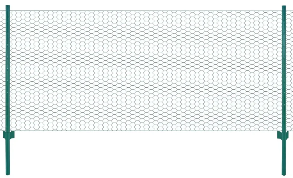 vidaXL Draadgaashek met palen 25x1 m staal groen