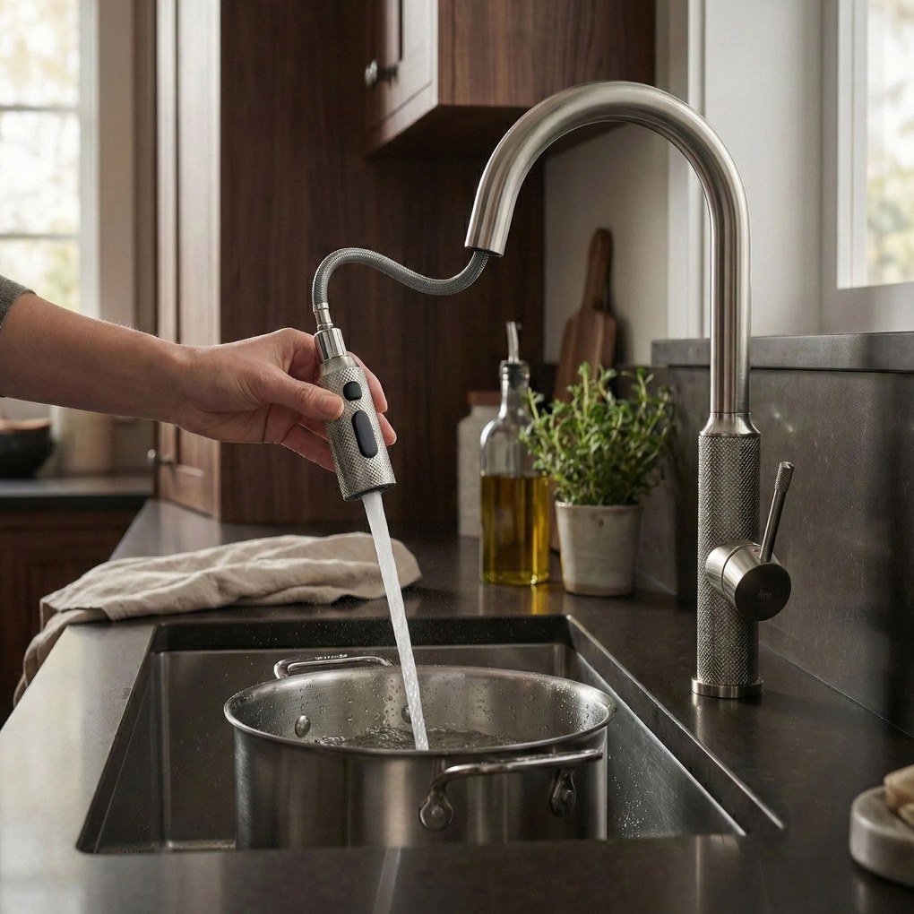 Keukenkraan Rea Master Brush Nickel