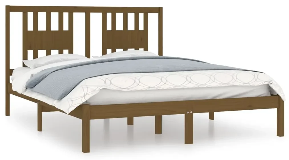 vidaXL Bedframe massief hout honingbruin 150x200 cm 5FT King Size