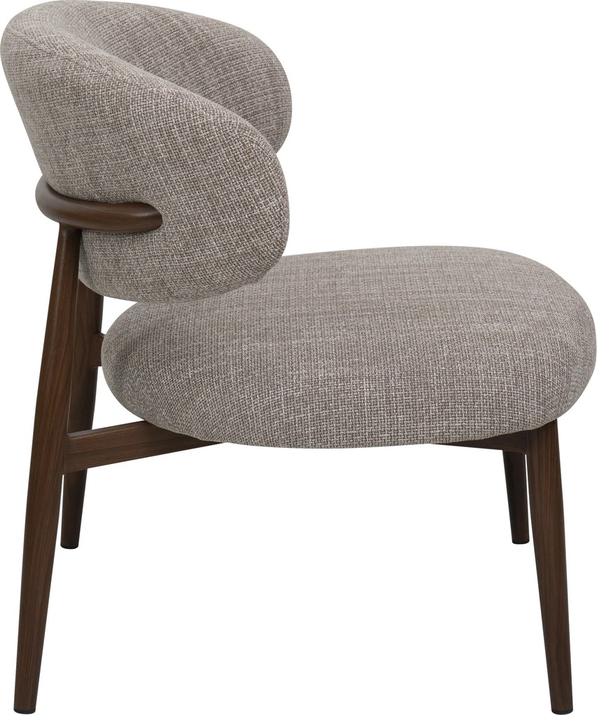 Fauteuil Walnoot Met Beige Stof