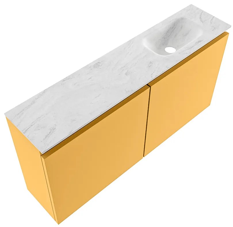 Mondiaz Ture DLux toiletmeubel 100cm ocher met wastafel opalo rechts zonder kraangat