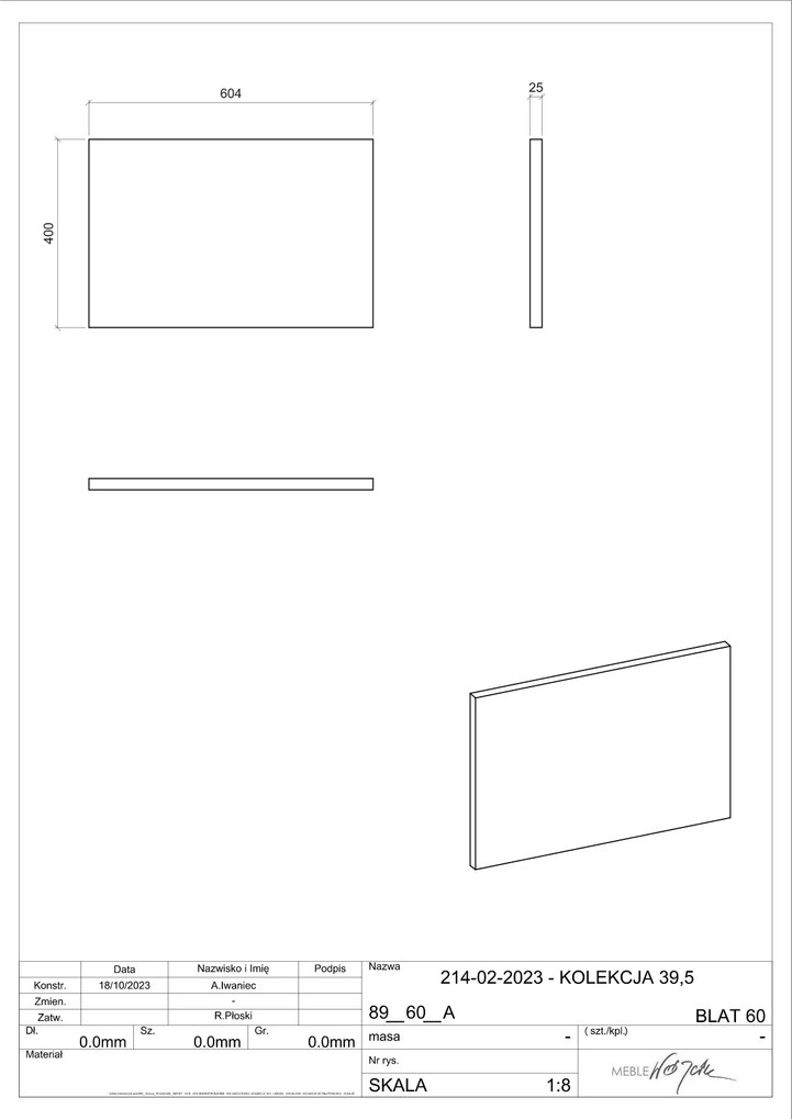 Comad Nova Oak wastafel toppaneel 60cm eiken