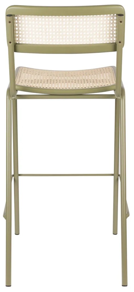 Zuiver Jort Hoge Retro Barkruk Met Rotan Groen