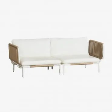 Tuinmodulaire 2-delige Bank Met 2 Hoekmodules Van Roubly-staal Beige Amandelroos - Sklum