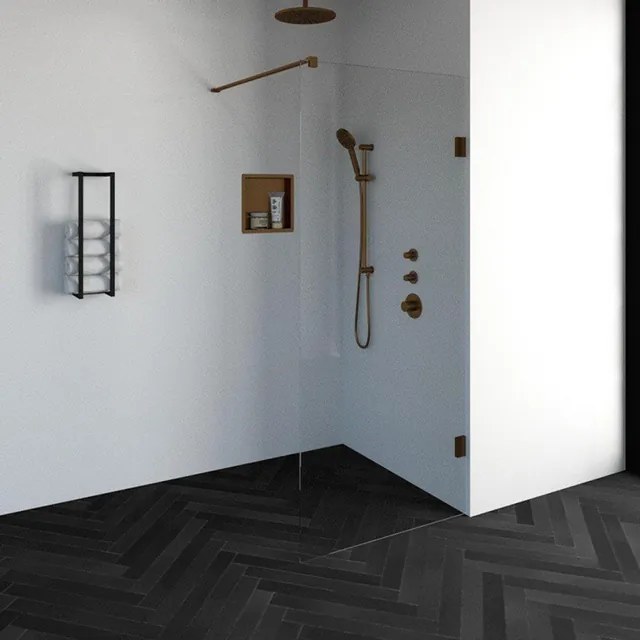 BRAUER Void inloopdouche helder glas 90x200 incl. glascoating PVD koper geborsteld GS-VOI1H90200GK