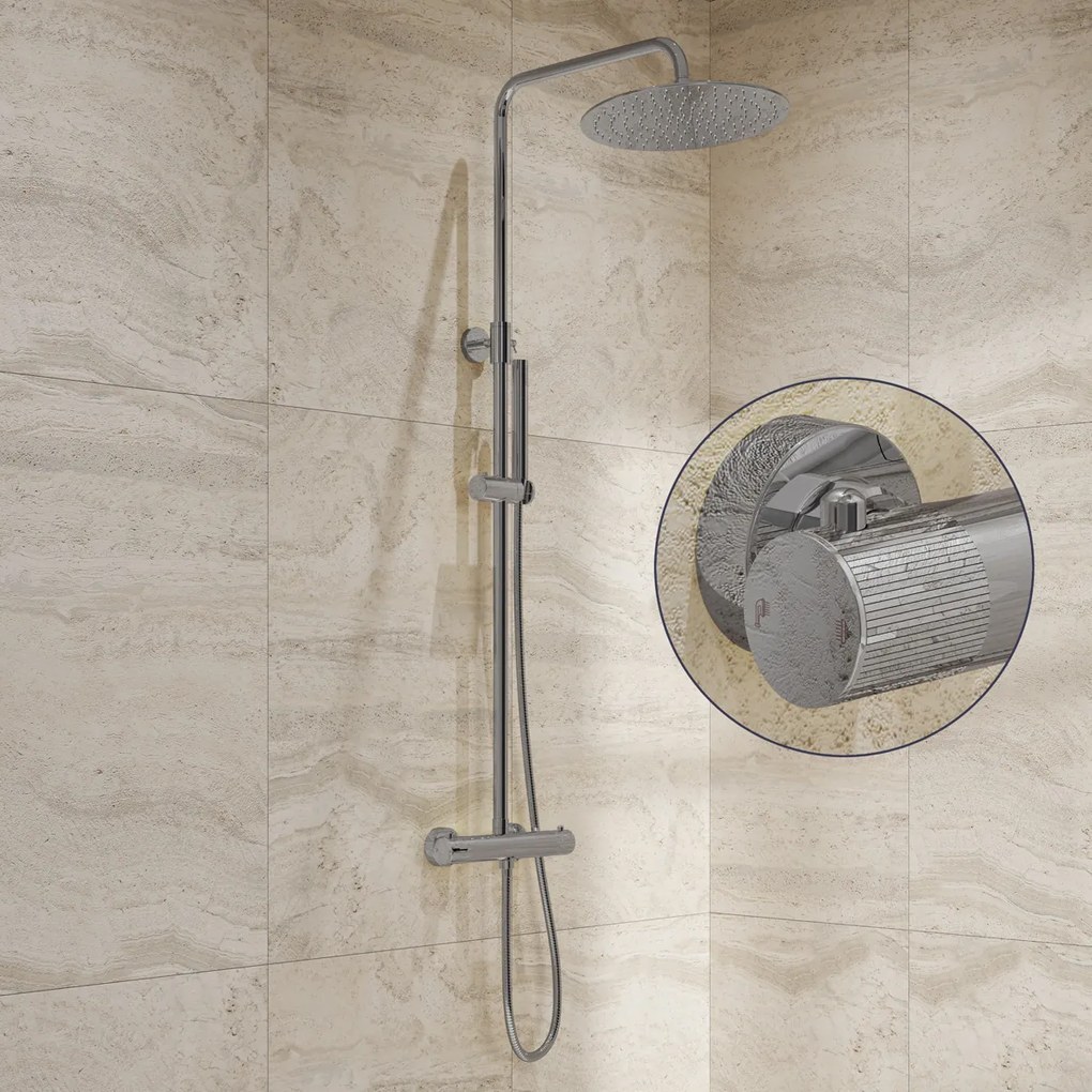 Saniclear Talpa Stripes opbouw regendouche chroom met 30cm hoofddouche