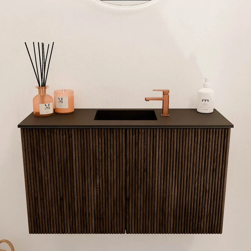 Mondiaz Joya 70cm toiletmeubel walnut met wastafel faye midden 1 kraangat urban