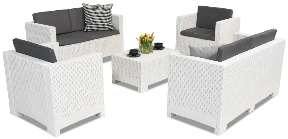 Kunststof rotan meubelset Colorado Coffee 6 wit Bica