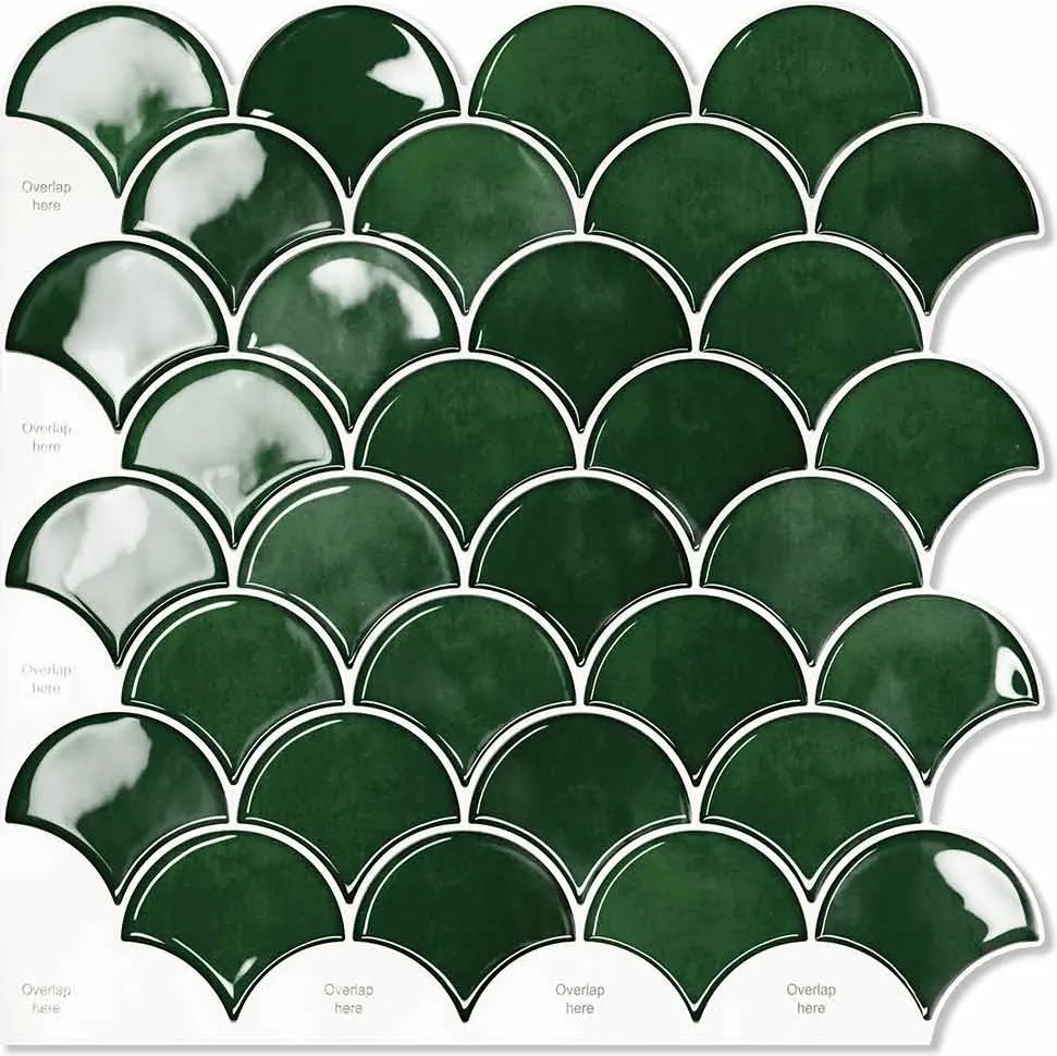 Tegelsticker Piastrelli groen Vissenschub - 30.5 cm x 30.5 cm x 0.11 cm | 0.09 kg | Paneli zelfklevende steenstrips