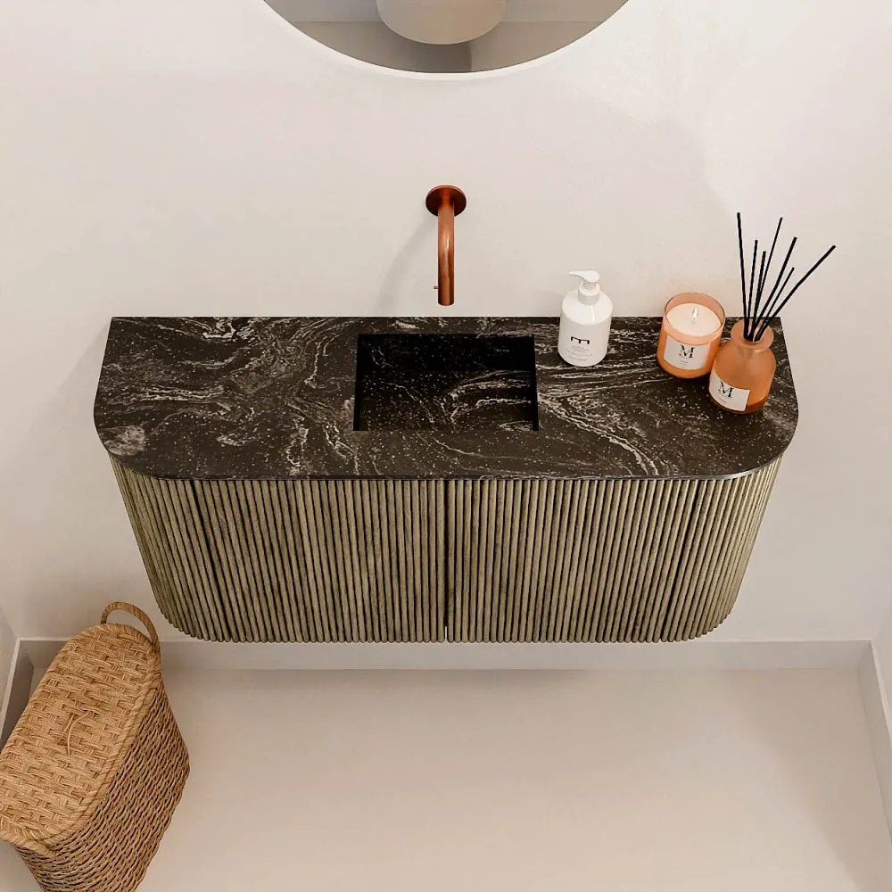 Mondiaz Joya DLux 85cm toiletmeubel ronding links/rechts dusk met wastafel faye midden zonder kraangat lava