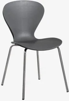 Stapelbare Eetkamerstoelen Set Van 4 Uit Grijs – Chroom & Polypropyleen Donkergrijs - Sklum