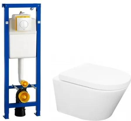 Wiesbaden Vesta toiletset Rimless 52cm inclusief Wisa toiletreservoir en softclose toiletzitting met Argos bedieningsplaat wit