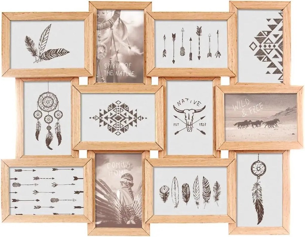 Atmosphera Collage Fotolijst voor 12 foto’s - 58x45 cm - Hout - Sfeervolle Wanddecoratie