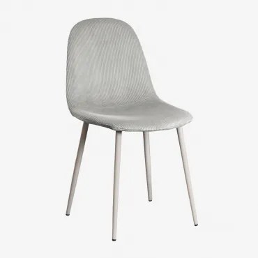 Set Van 4 Eetkamerstoelen In Stof En Staal Glamm Deluxe Grijs – Taupe – Koel & Corduroy Nerts Grijs - Sklum