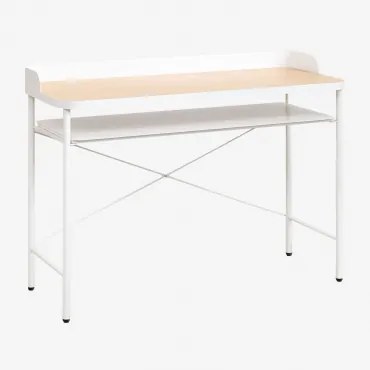 Bureau In Mdf En Metaal Kerobert Ivoorwit - Natuurlijk Hout - Sklum