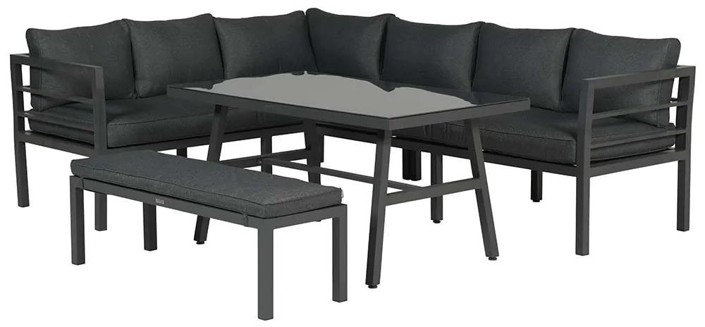 Bari lounge diningset - 4 delig - donker grijs