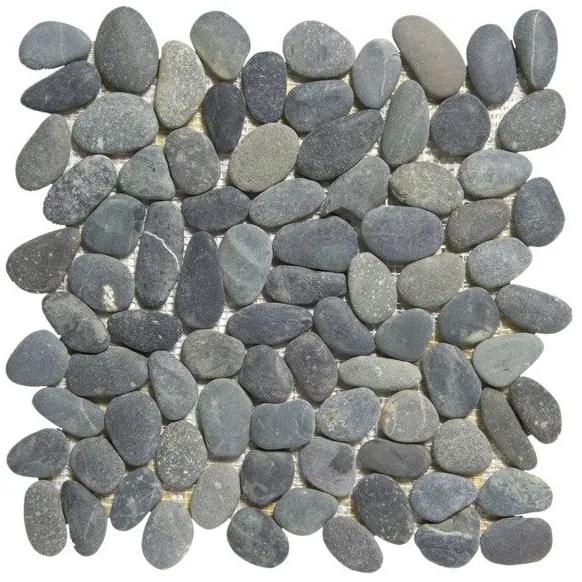 The Mosaic Factory Natural Stone mozaïektegel 30x30cm voor wand en vloer voor binnen en buiten riviersteen donker grijs NSR360