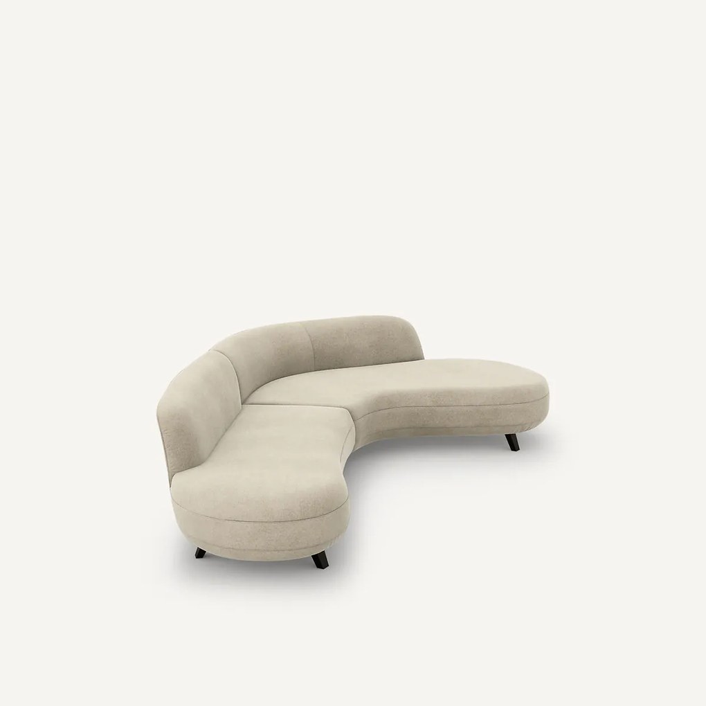 Hoekbank van linnen fluweel, Rosebury, ontwerp door Emmanuel Gallina